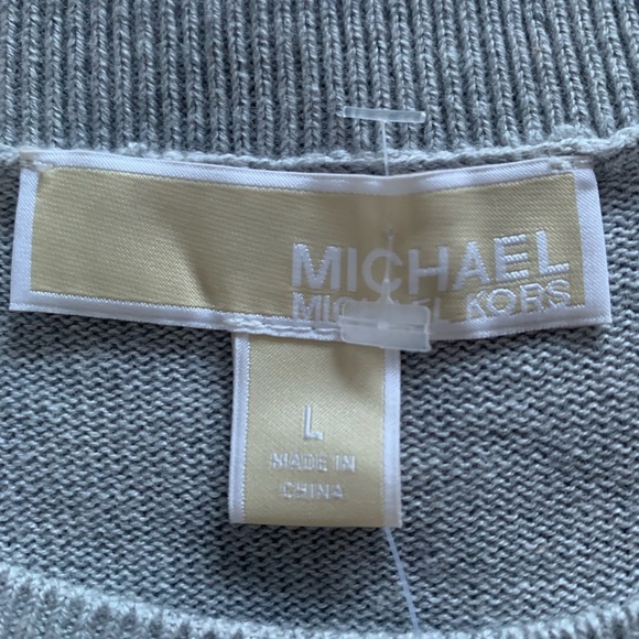 Michael Kors NWT Lace-Up Grey Crewneck Sweater L - Picture 15 of 16